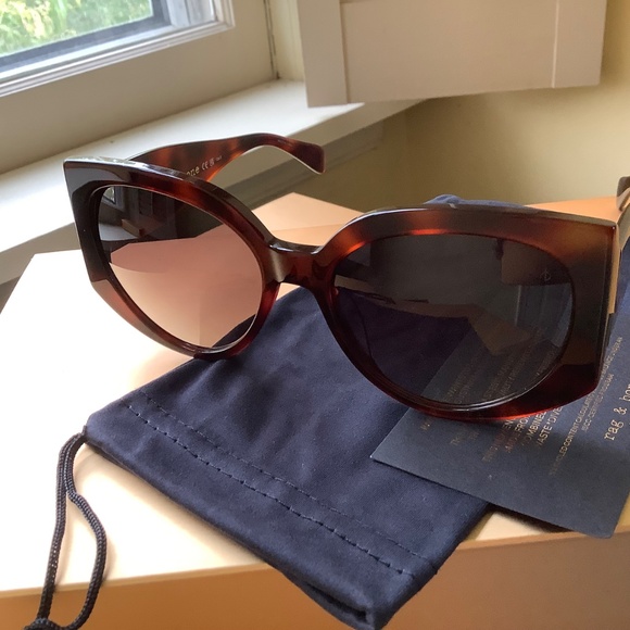 Rag & Bone 58mm Round Sunglasses Havana Brown - Picture 5 of 15